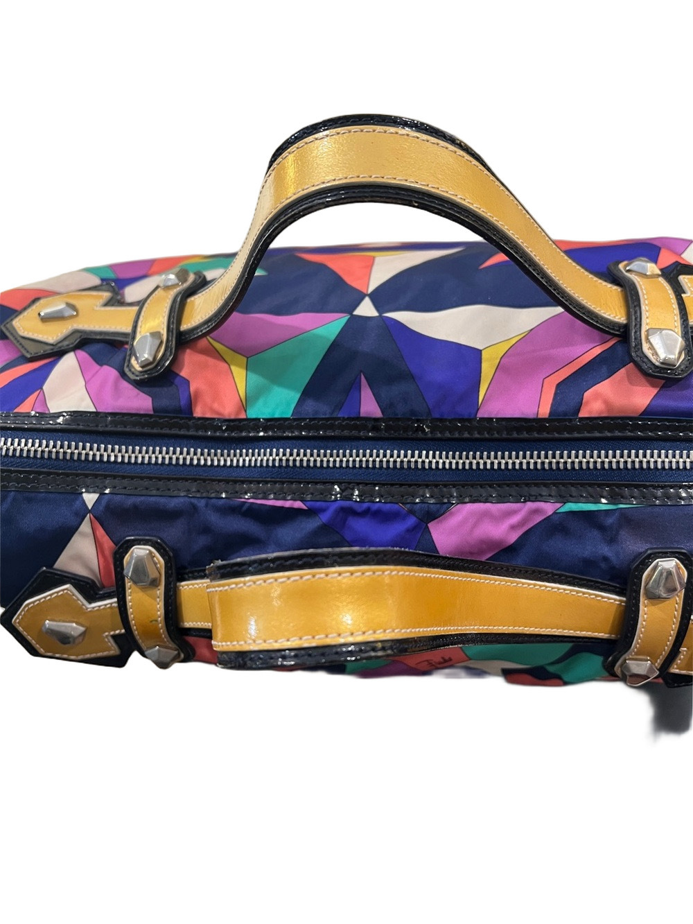 Emilio Pucci Multicolor Geometric Tote - Blue, Pink & Teal - Travel Bag - Picture 14 of 17